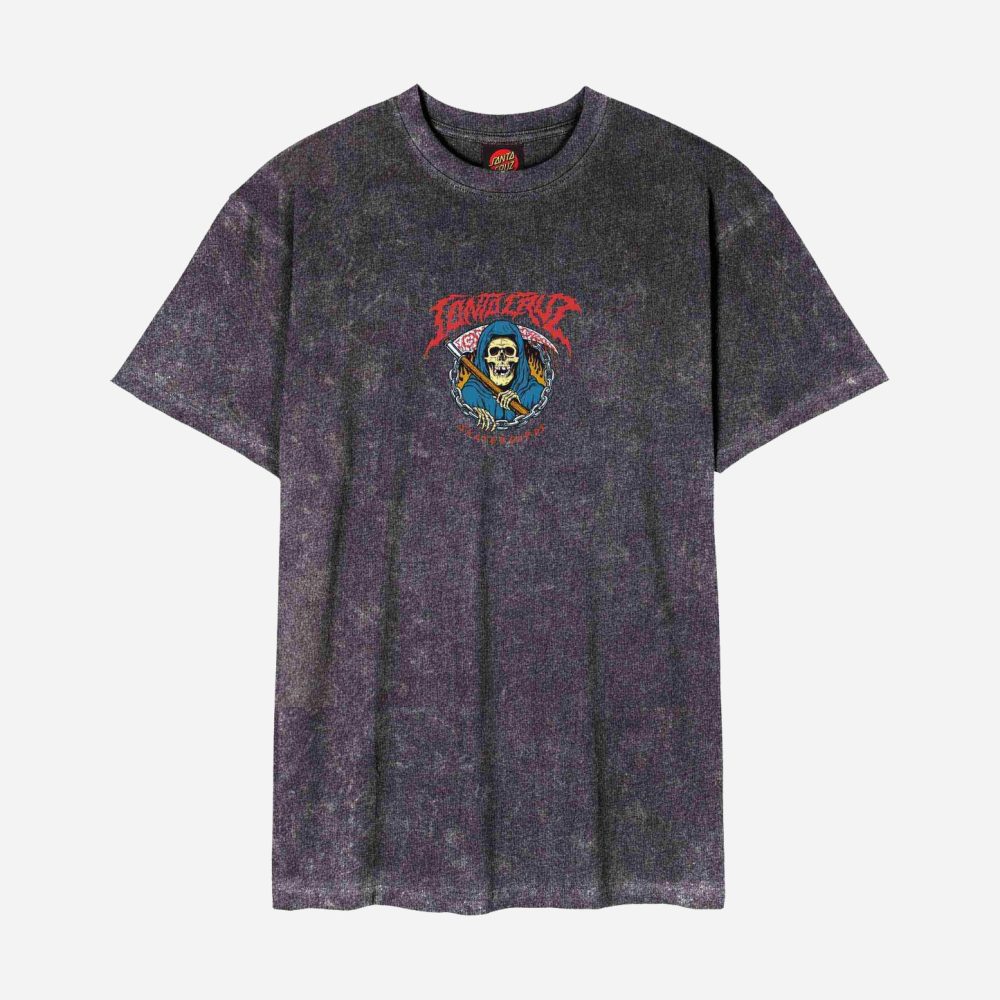 Santa Cruz Out Of Time Front Tee - Black Acid Wash