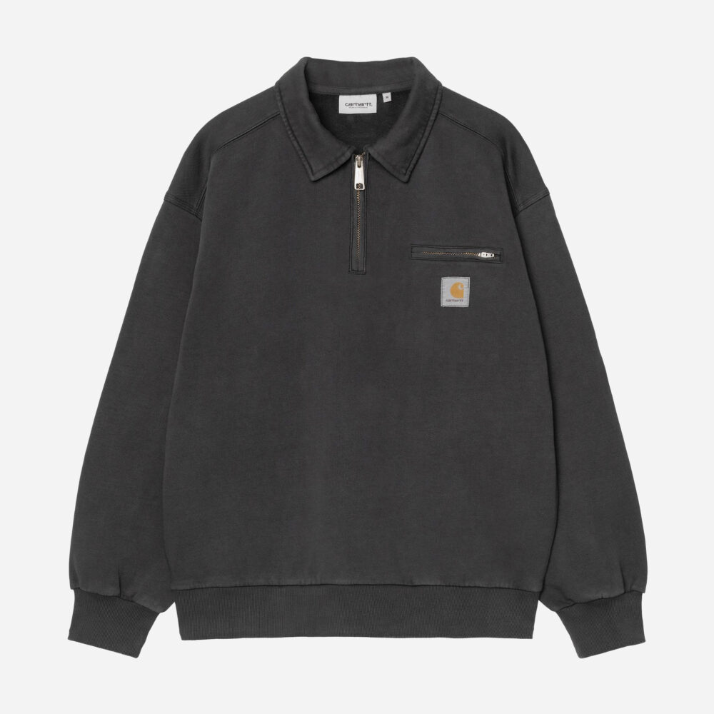 Carhartt WIP Half Zip Detroit Sweat - Black/ Stone Washed Carhartt WIP Half Zip Detroit Sweat - Black/ Stone Washed