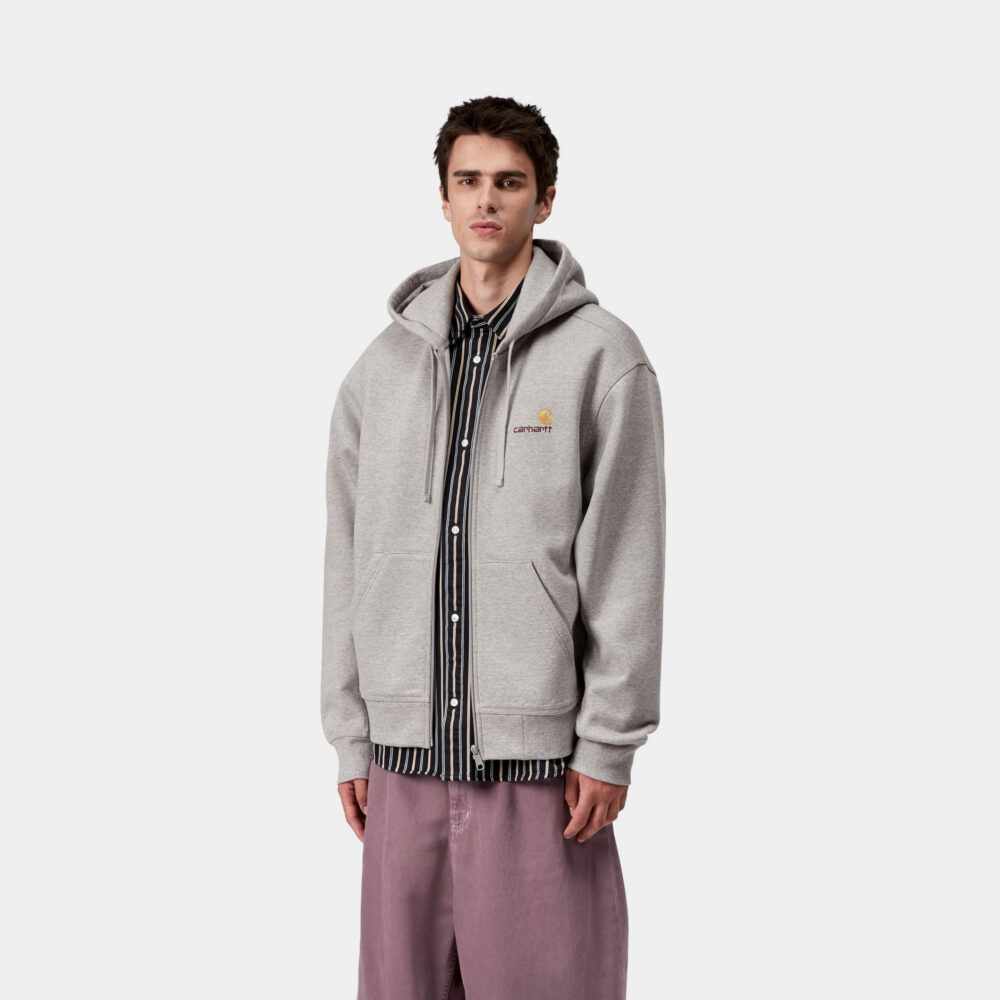 Carhartt WIP Hooded American Script Jacket - Grey Heather Carhartt WIP Hooded American Script Jacket - Grey Heather