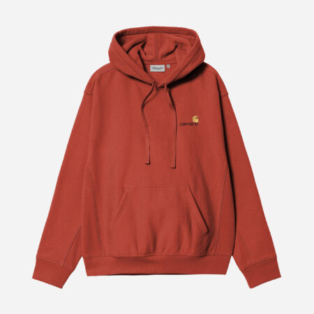 Carhartt WIP Hooded American Script Sweat - Oxide Red Carhartt WIP Hooded American Script Sweat - Oxide Red