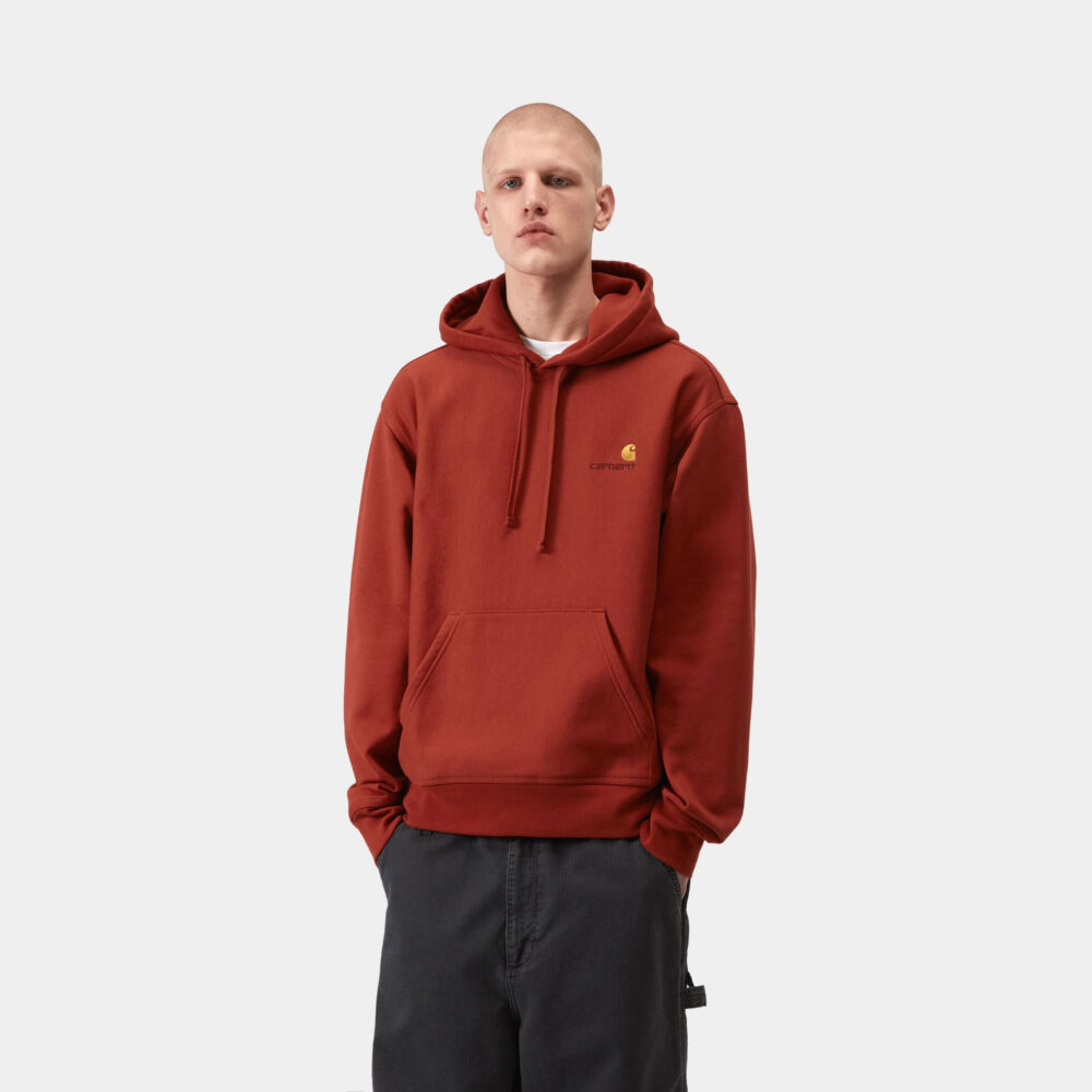 Carhartt WIP Hooded American Script Sweat - Oxide Red Carhartt WIP Hooded American Script Sweat - Oxide Red
