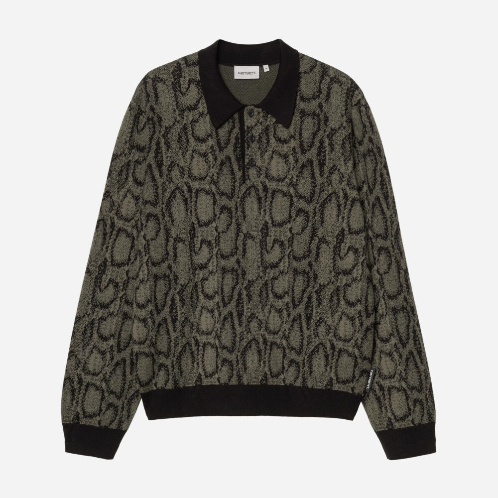 Carhartt WIP Long Sleeve Snake Polo - Snake Camo Jacquard/Leaf Carhartt WIP Long Sleeve Snake Polo - Snake Camo Jacquard/Leaf