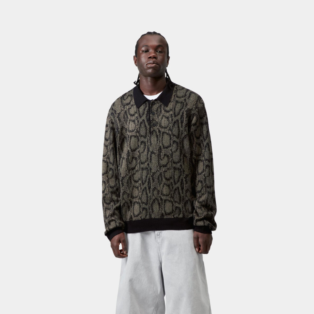 Carhartt WIP Long Sleeve Snake Polo - Snake Camo Jacquard/Leaf Carhartt WIP Long Sleeve Snake Polo - Snake Camo Jacquard/Leaf