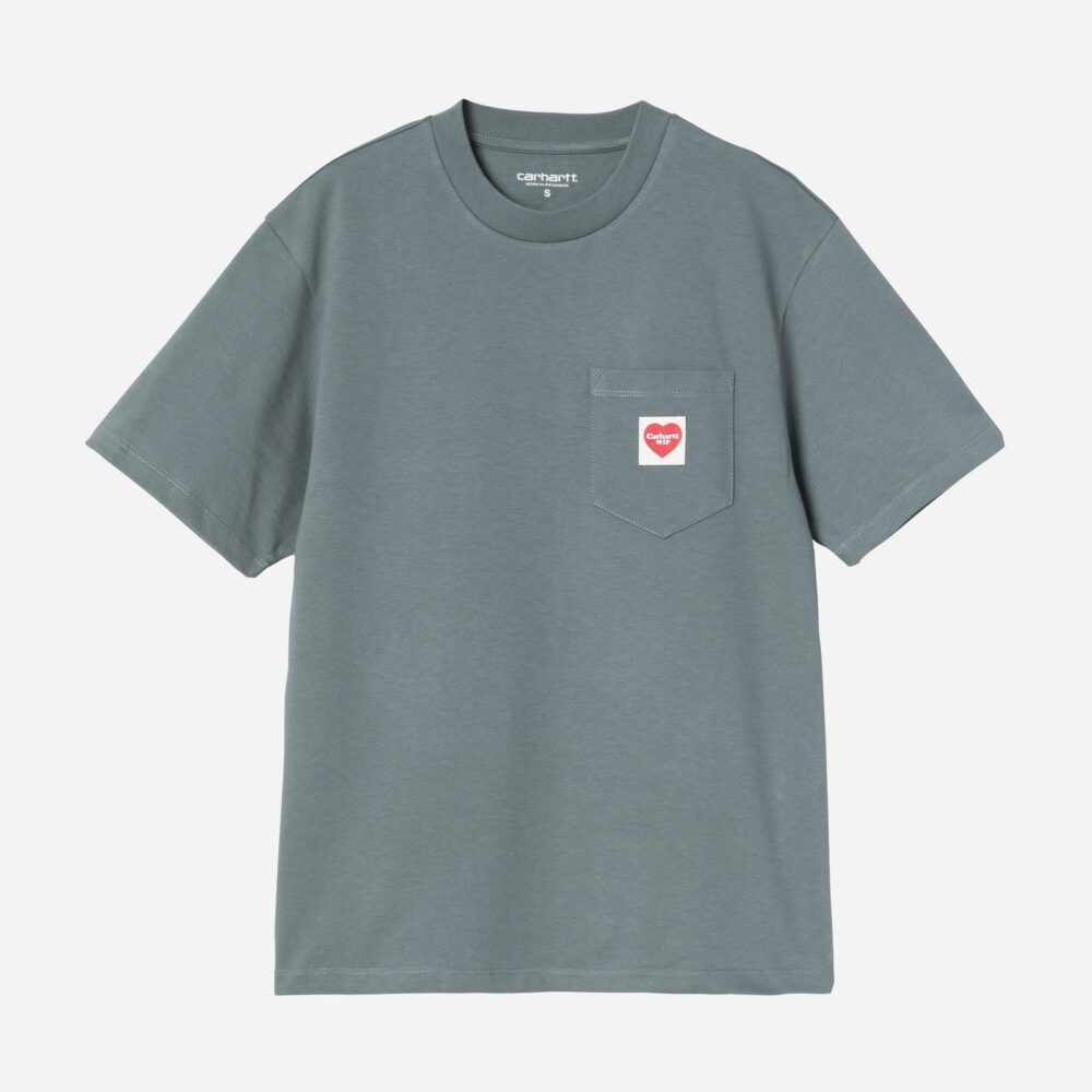 Carhartt WIP Women's Pocket Heart Tee - Cozy Blue/Red Carhartt WIP Women's Pocket Heart Tee - Cozy Blue/Red