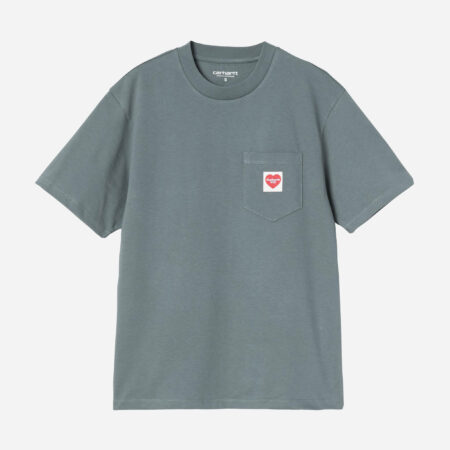 Carhartt WIP Women's Pocket Heart Tee - Cozy Blue/Red Carhartt WIP Women's Pocket Heart Tee - Cozy Blue/Red