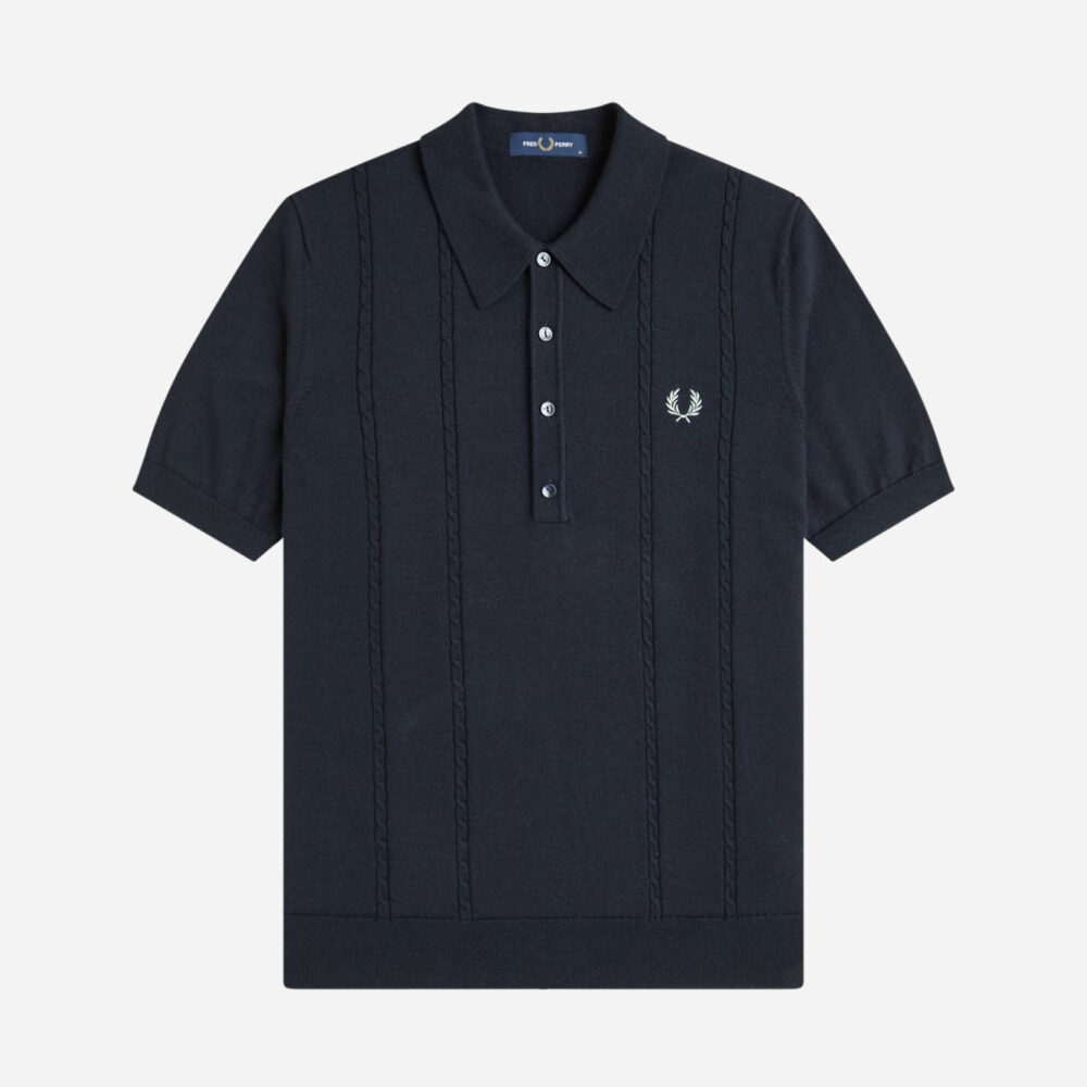 Fred Perry Cable Knitted Polo - Navy