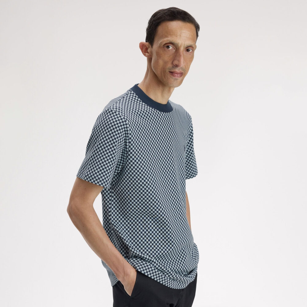 Fred Perry Checkerboard Tee - Dark Airforce Fred Perry Checkerboard Tee - Dark Airforce