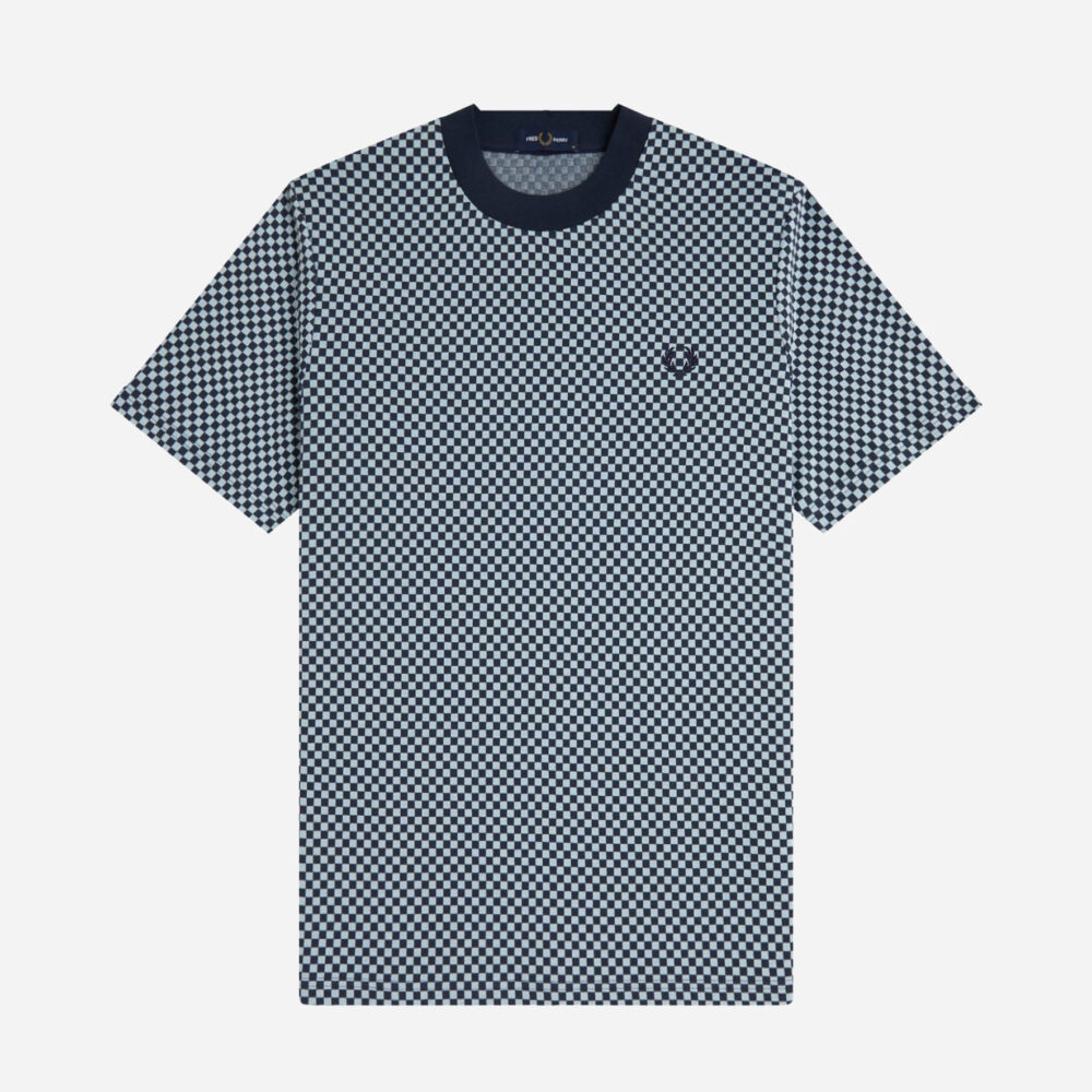 Fred Perry Checkerboard Tee - Dark Airforce Fred Perry Checkerboard Tee - Dark Airforce
