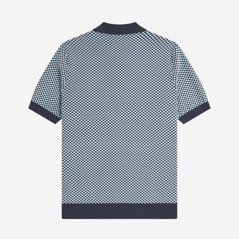 Fred Perry Chequerboard Knitted Polo - Dark Airforce