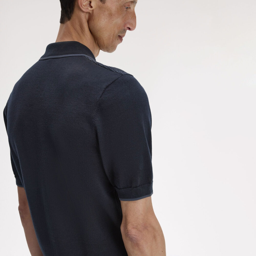 Fred Perry Tonic Waffle Knitted Polo - Navy Fred Perry Tonic Waffle Knitted Polo - Navy