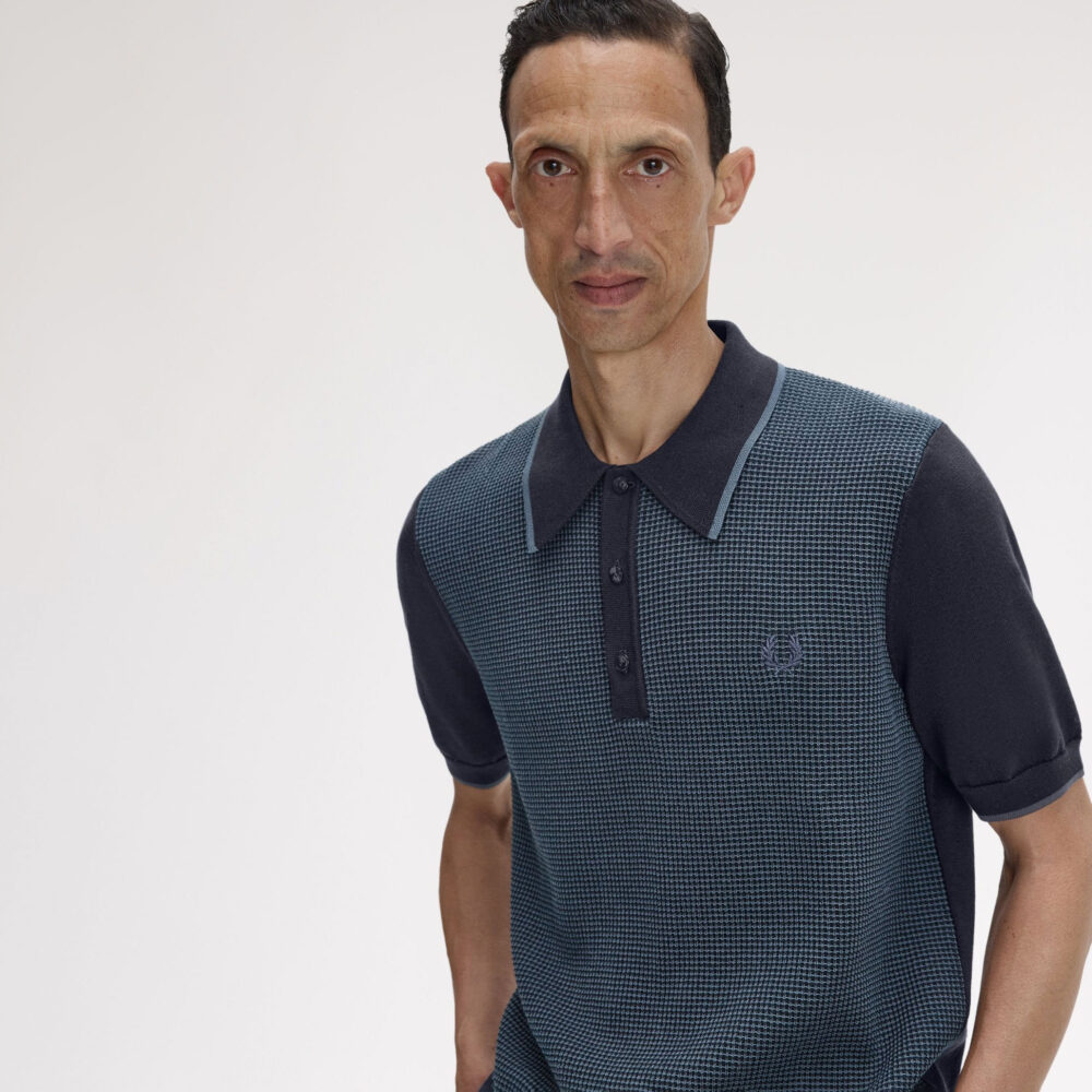 Fred Perry Tonic Waffle Knitted Polo - Navy Fred Perry Tonic Waffle Knitted Polo - Navy