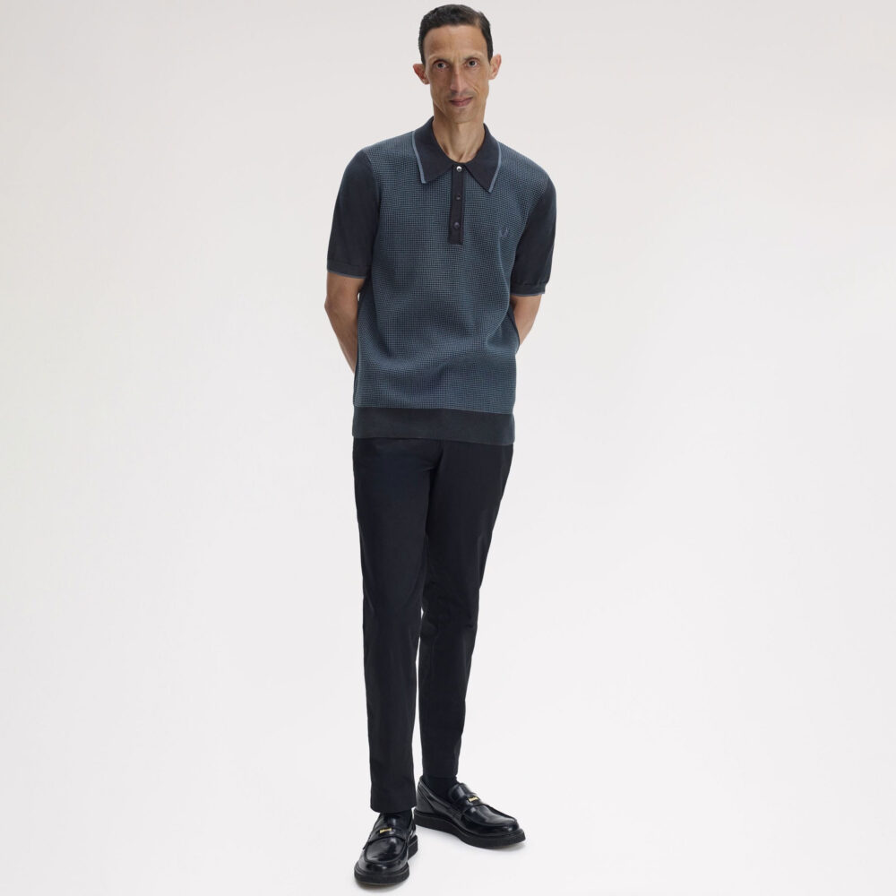 Fred Perry Tonic Waffle Knitted Polo - Navy