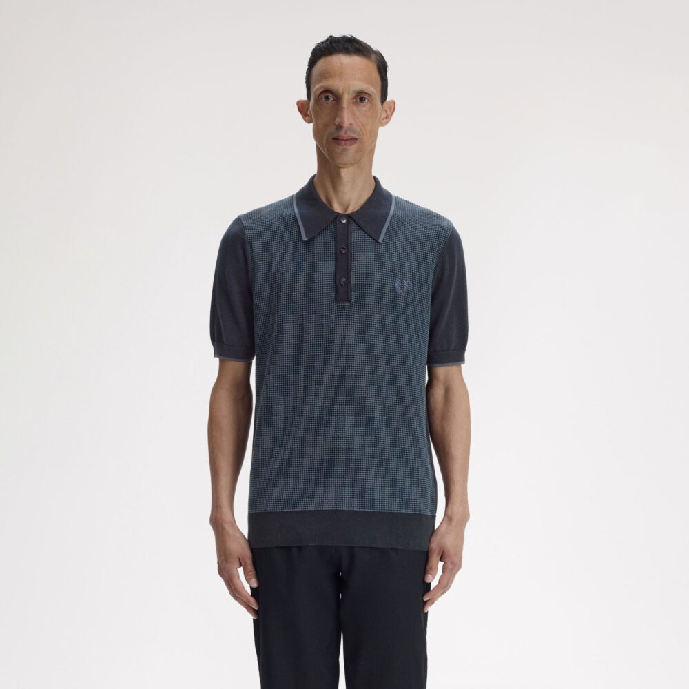 Fred Perry Tonic Waffle Knitted Polo - Navy Fred Perry Tonic Waffle Knitted Polo - Navy