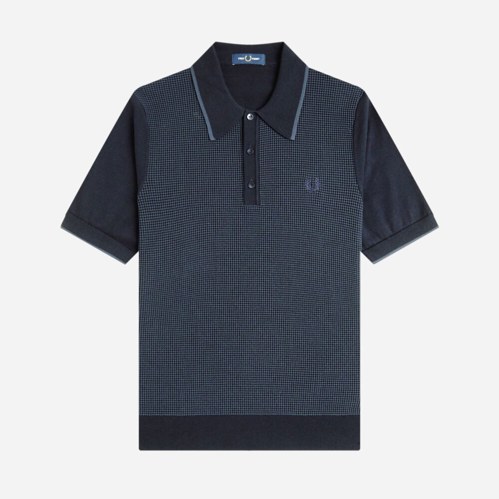 Fred Perry Tonic Waffle Knitted Polo - Navy Fred Perry Tonic Waffle Knitted Polo - Navy