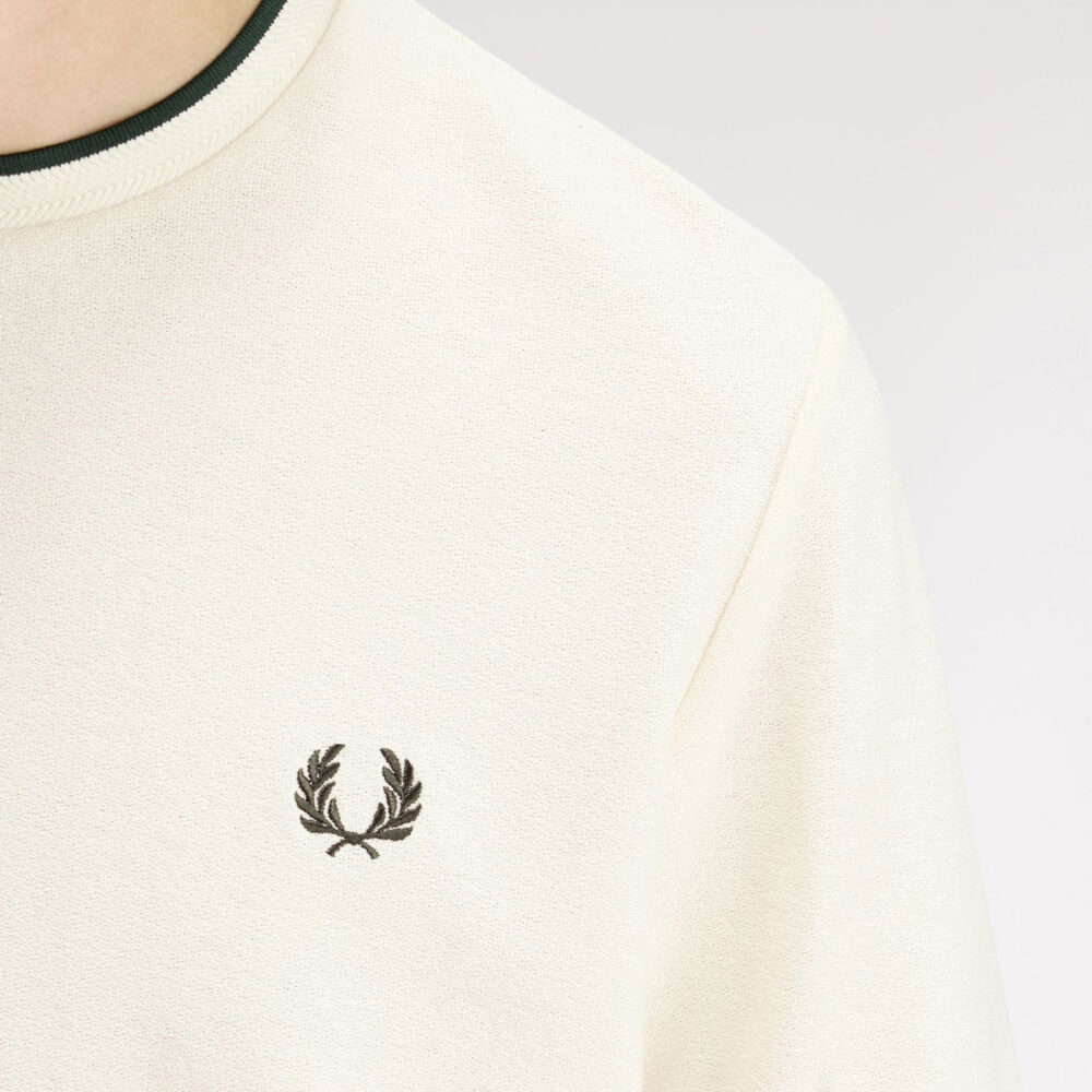 Fred Perry Trim Detail Crepe Pique Tee - Ecru