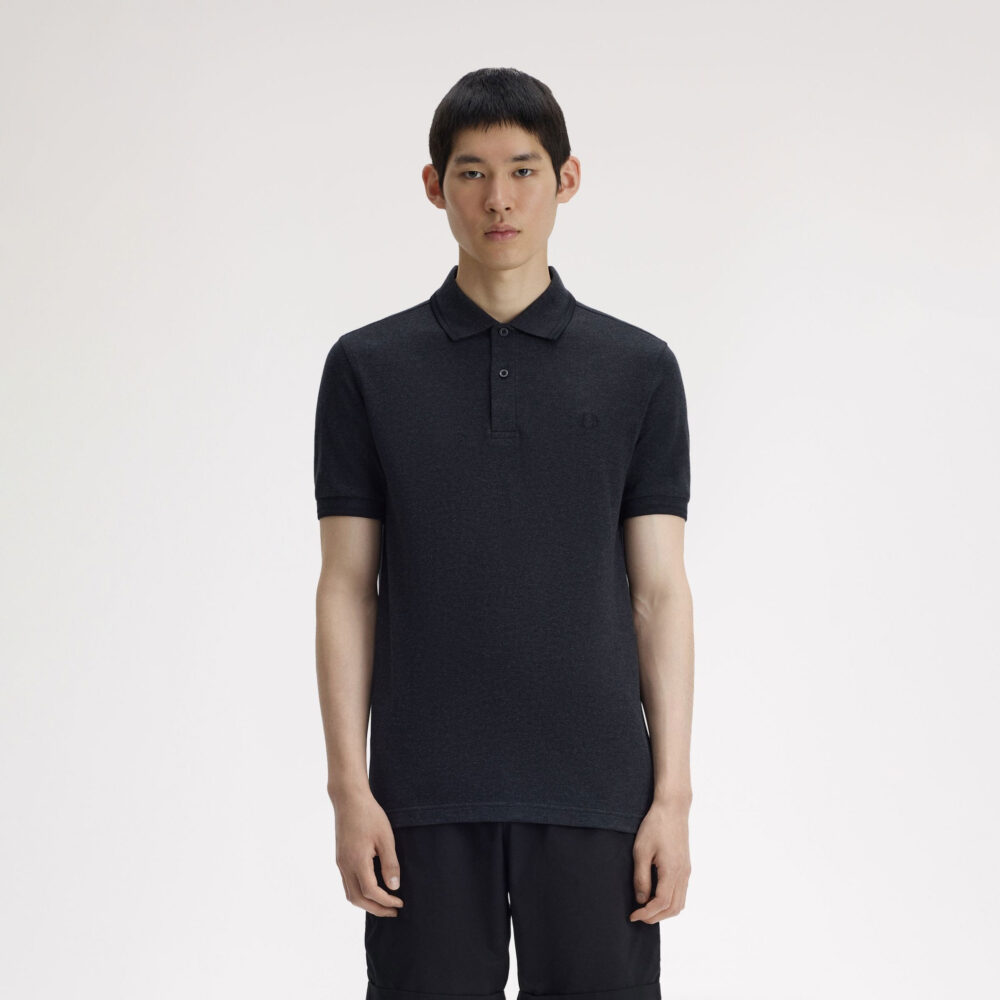 Fred Perry Twin Tipped Polo - Charcoal Marl/Black Fred Perry Twin Tipped Polo - Charcoal Marl/Black