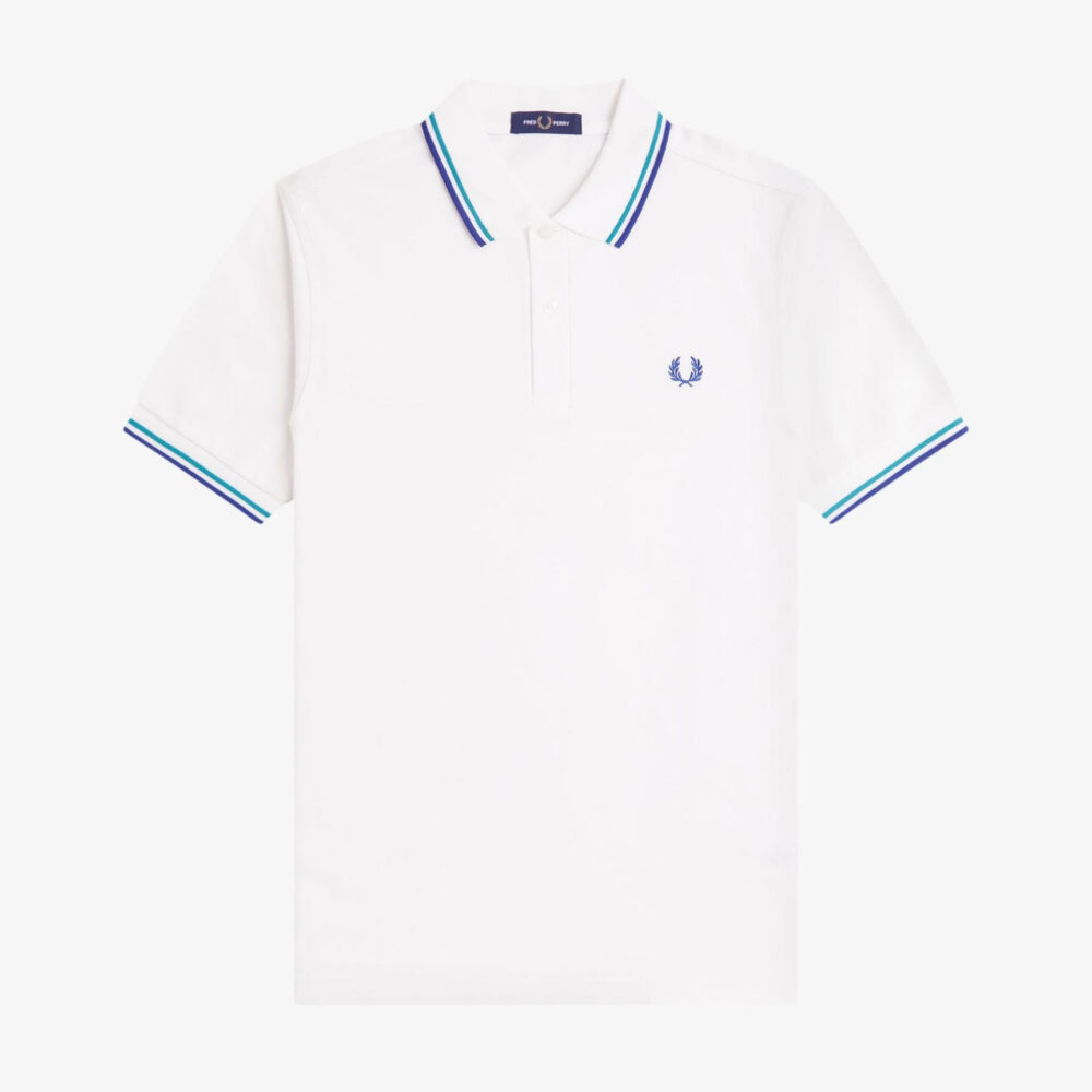 Fred Perry Twin Tipped Polo - Snow White/Deep Mint/Soho Eclipse Fred Perry Twin Tipped Polo - Snow White/Deep Mint/Soho Eclipse