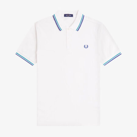 Fred Perry Twin Tipped Polo - Snow White/Deep Mint/Soho Eclipse Fred Perry Twin Tipped Polo - Snow White/Deep Mint/Soho Eclipse