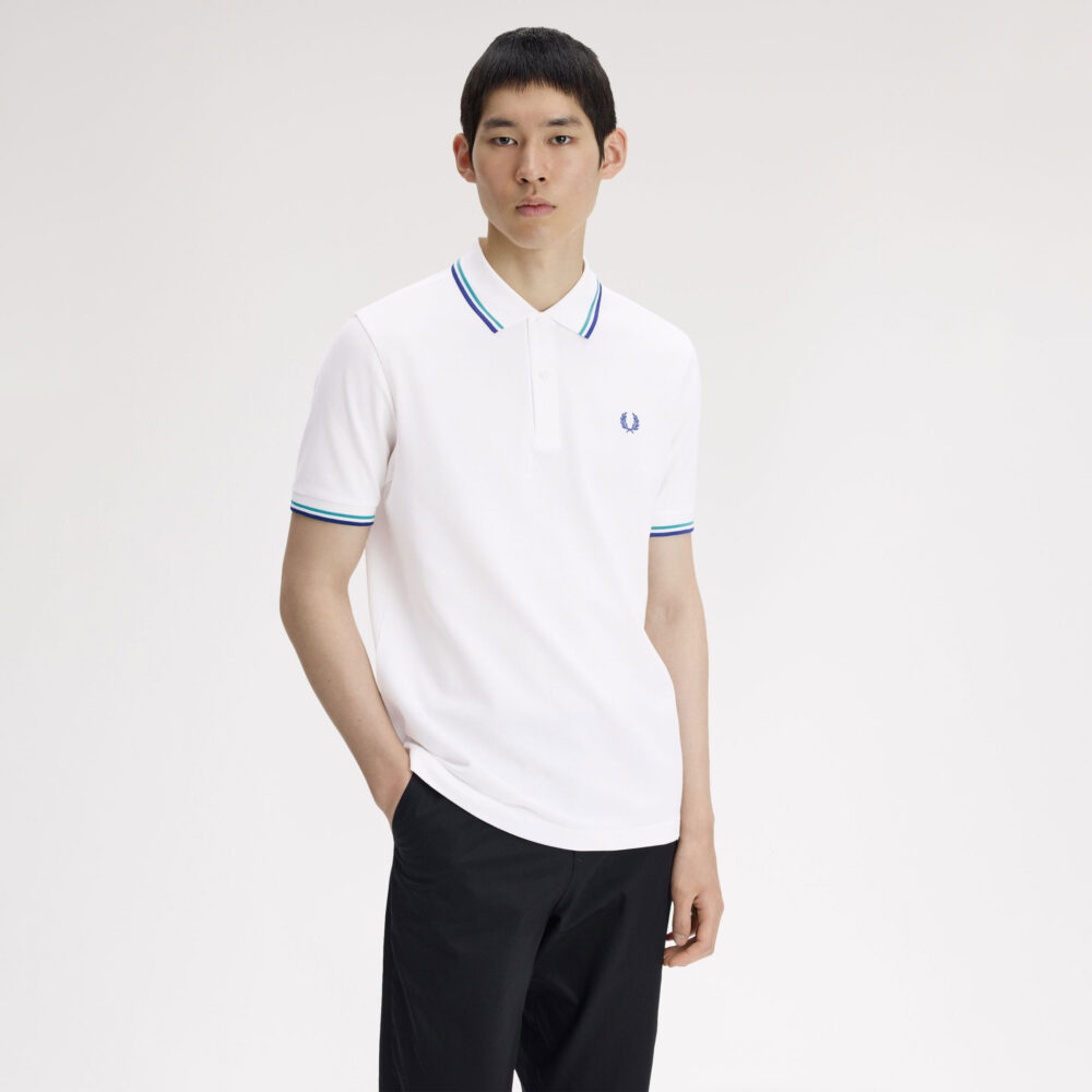 Fred Perry Twin Tipped Polo - Snow White/Deep Mint/Soho Eclipse Fred Perry Twin Tipped Polo - Snow White/Deep Mint/Soho Eclipse