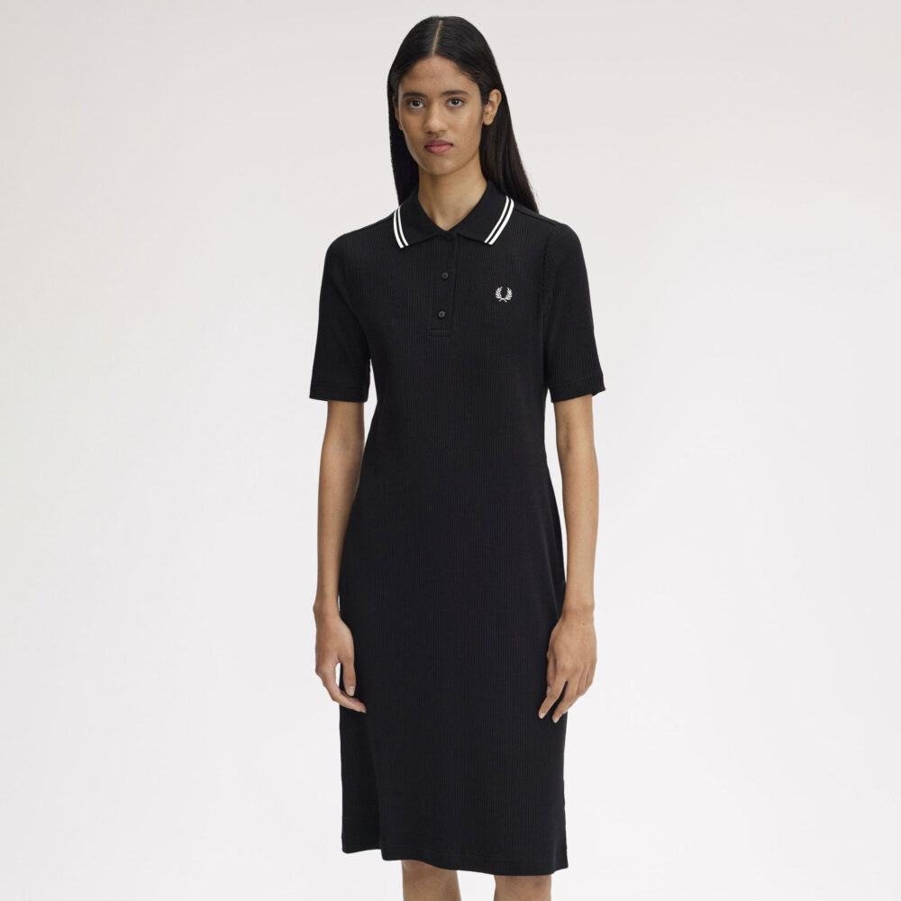 Fred Perry Women's Ribbed Polo Dress - Black Fred Perry Women's Ribbed Polo Dress - Black