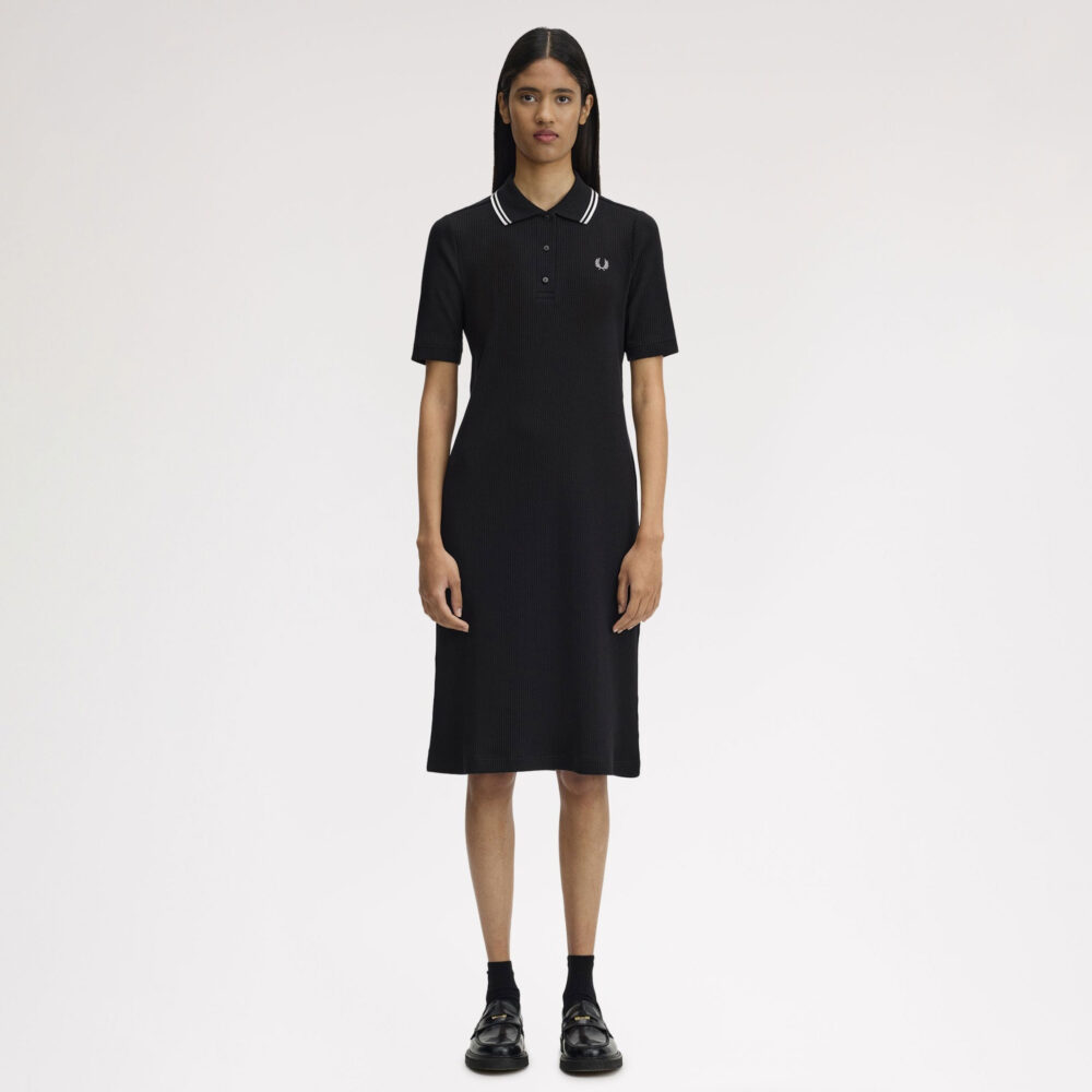 Fred Perry Women's Ribbed Polo Dress - Black Fred Perry Women's Ribbed Polo Dress - Black