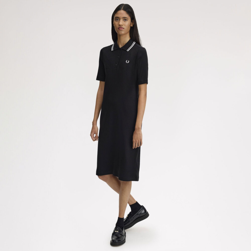 Fred Perry Women's Ribbed Polo Dress - Black Fred Perry Women's Ribbed Polo Dress - Black