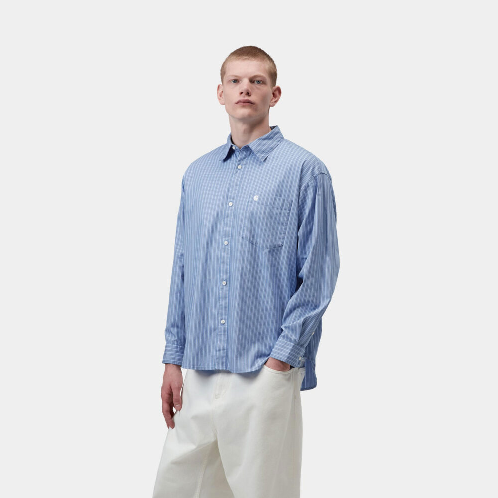 Carhartt WIP Keene Shirt - Keene Stripe/Curacao Carhartt WIP Keene Shirt - Keene Stripe/Curacao