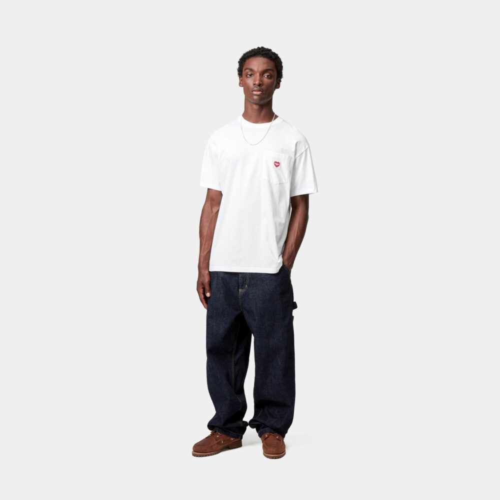 Carhartt WIP Pocket Heart Tee - White/Red