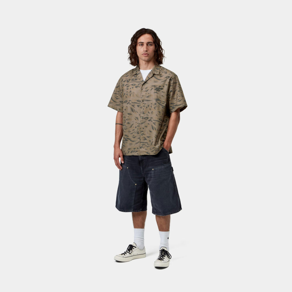 Carhartt WIP Travon Short Sleeve Shirt - Duck Feather Print/Cypress/Black