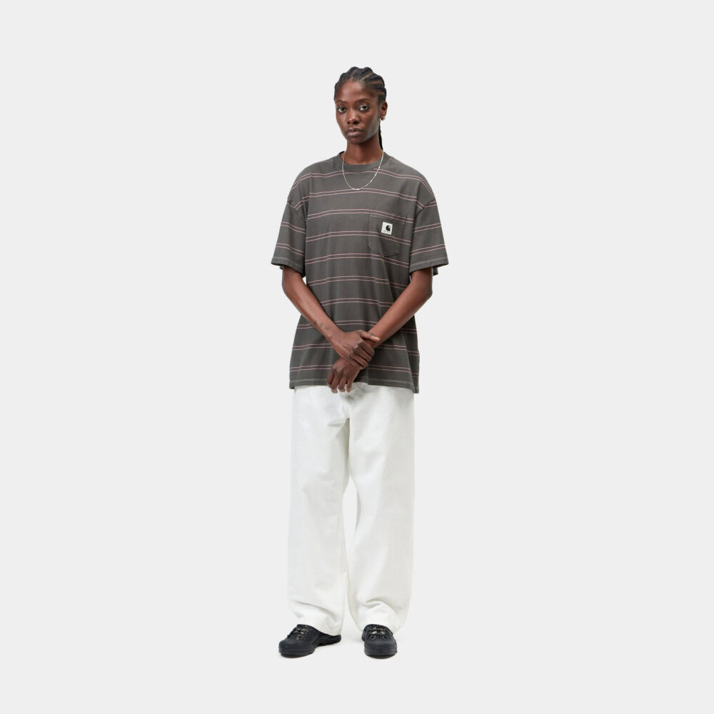 Carhartt WIP Women's Bert Pocket Tee - Bert Stripe/Graphite/Hortensia