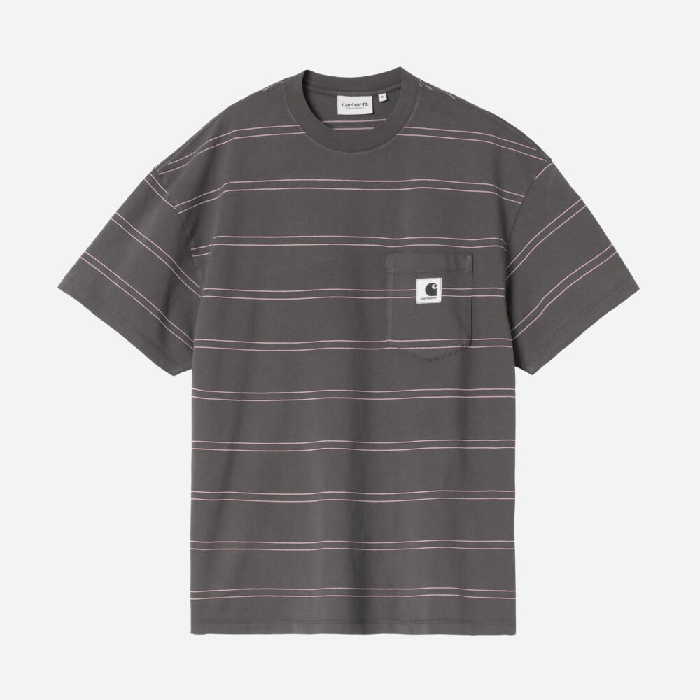 Carhartt WIP Women's Bert Pocket Tee - Bert Stripe/Graphite/Hortensia