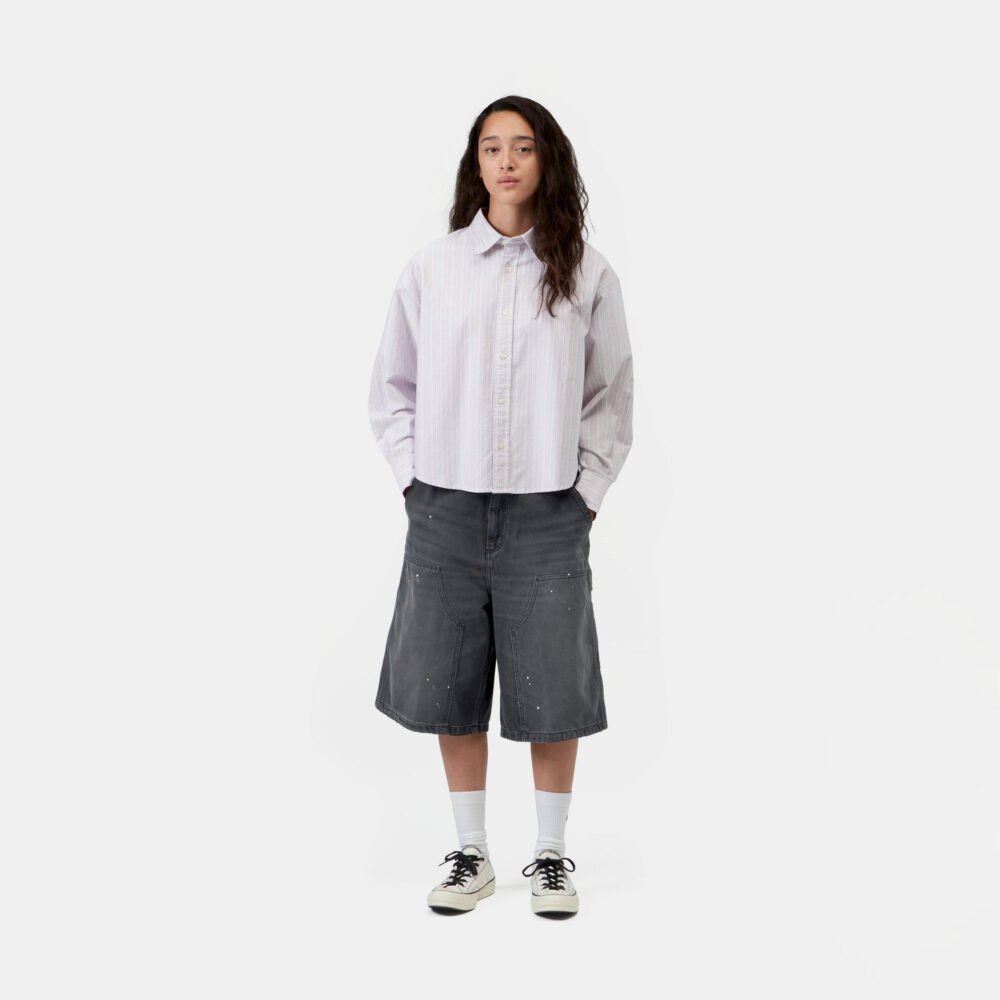 Carhartt WIP Women's Nixon Double Knee Short - Black Destroy Wash/Splatter