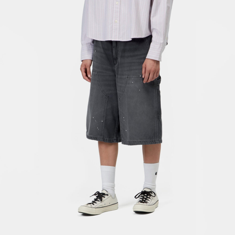 Carhartt WIP Women's Nixon Double Knee Short - Black Destroy Wash/Splatter