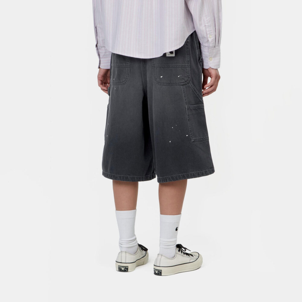 Carhartt WIP Women's Nixon Double Knee Short - Black Destroy Wash/Splatter