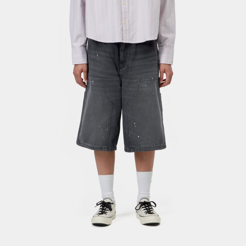 Carhartt WIP Women's Nixon Double Knee Short - Black Destroy Wash/Splatter