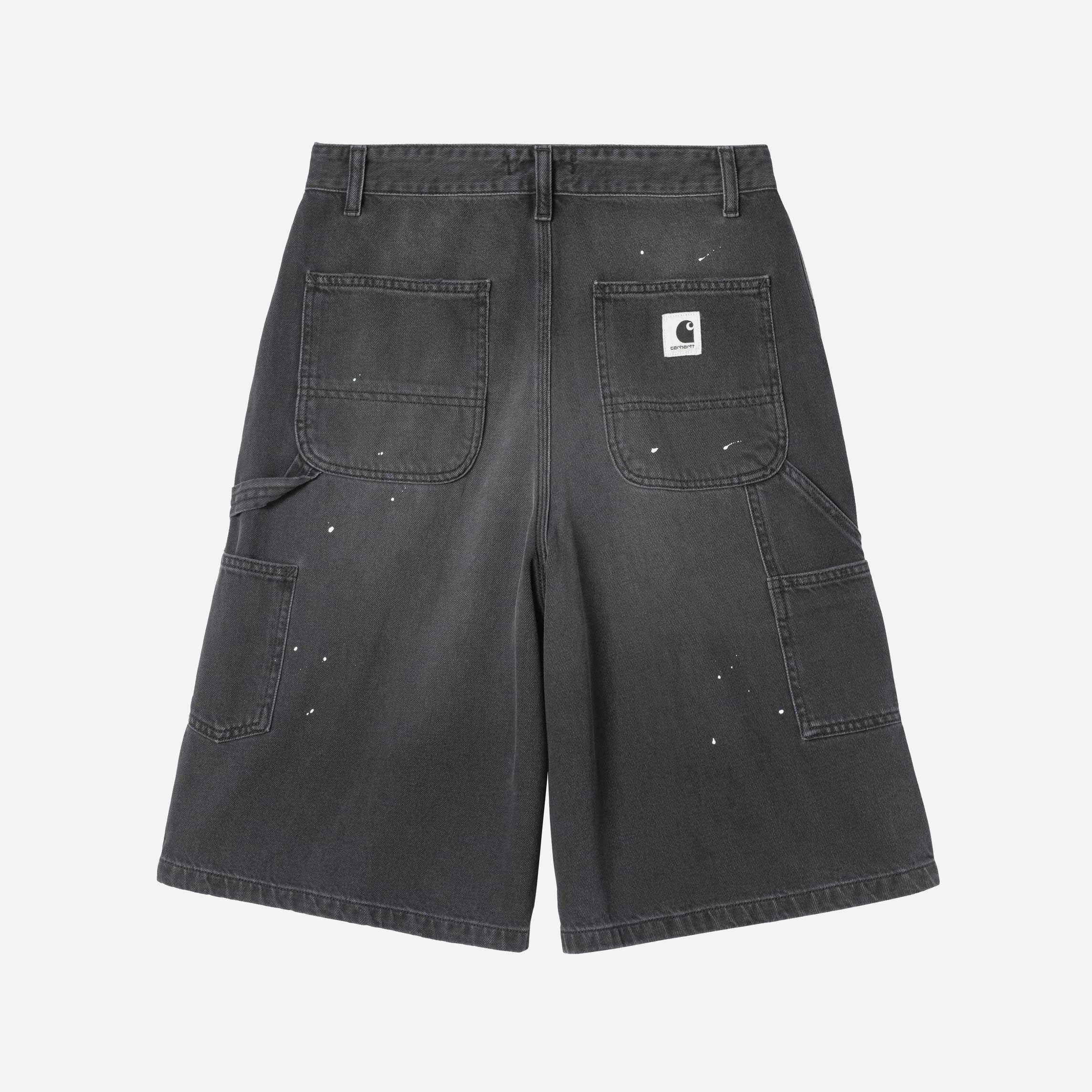 Carhartt WIP Women's Nixon Double Knee Short - Black Destroy Wash/Splatter