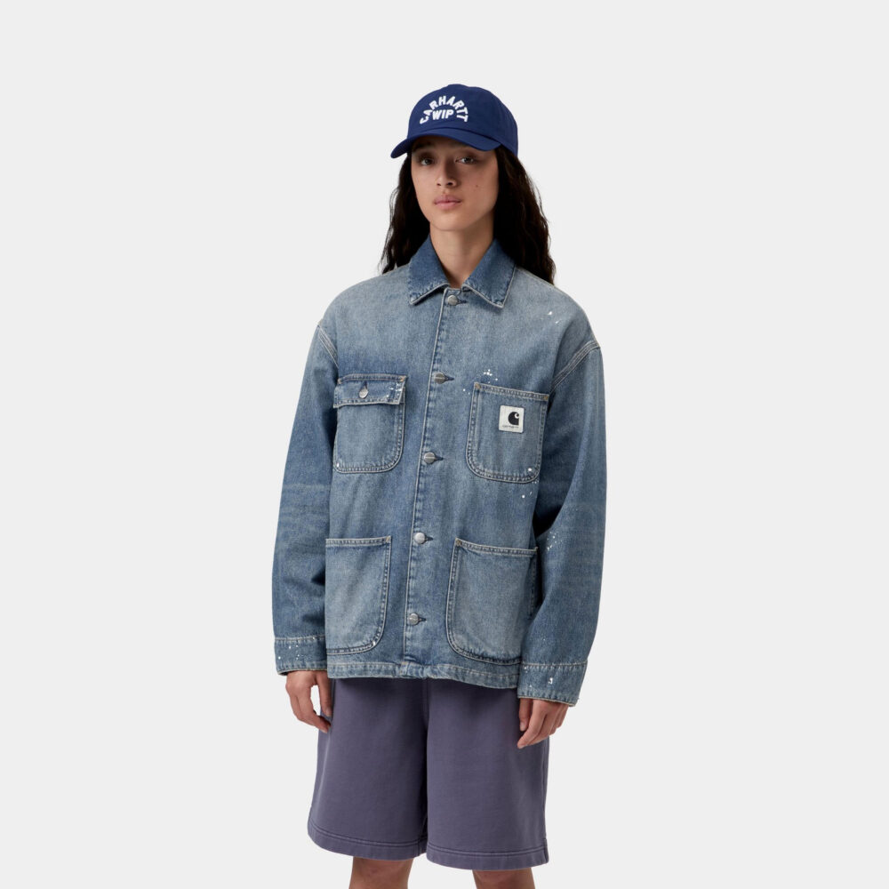 Carhartt WIP Women's OG Michigan Coat - Blue Destroy Wash/Splatter