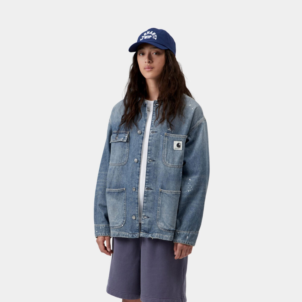Carhartt WIP Women's OG Michigan Coat - Blue Destroy Wash/Splatter