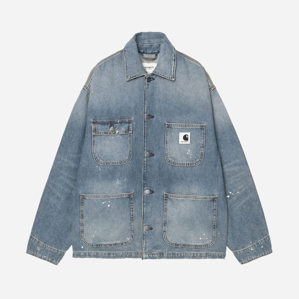 Carhartt WIP Women's OG Michigan Coat - Blue Destroy Wash/Splatter