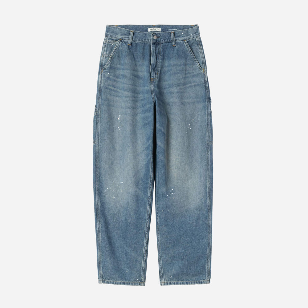 Carhartt WIP Women's OG Single Knee Pant - Blue Destroy Wash/Splatter Carhartt WIP Women's OG Single Knee Pant - Blue Destroy Wash/Splatter