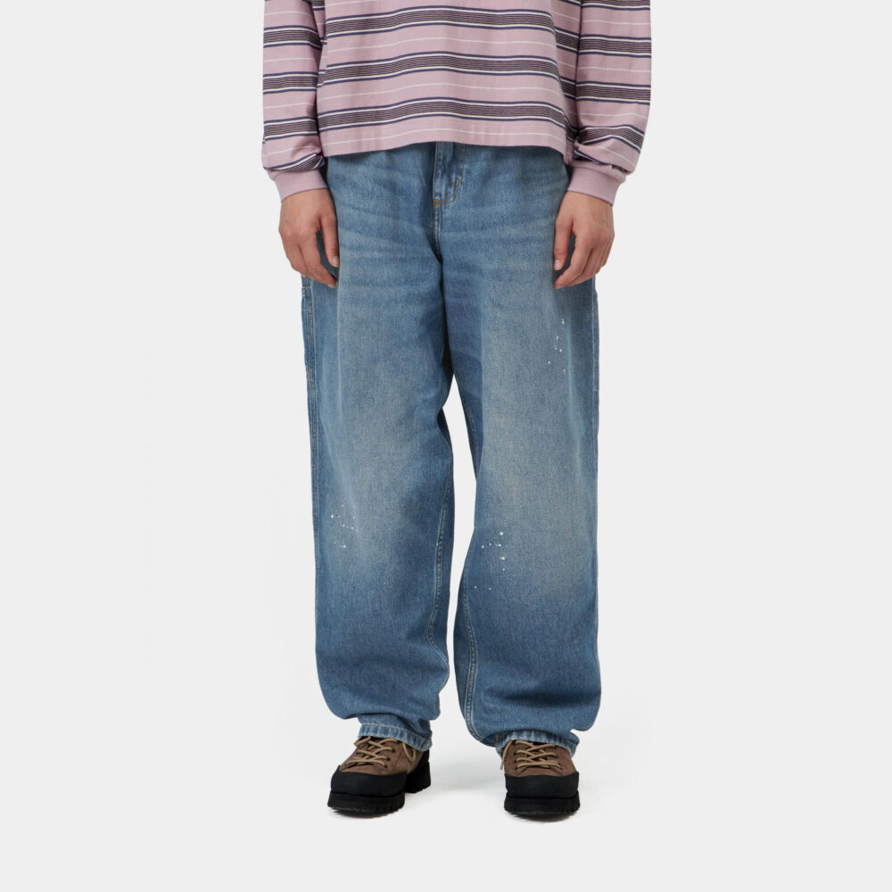 Carhartt WIP Women's OG Single Knee Pant - Blue Destroy Wash/Splatter Carhartt WIP Women's OG Single Knee Pant - Blue Destroy Wash/Splatter