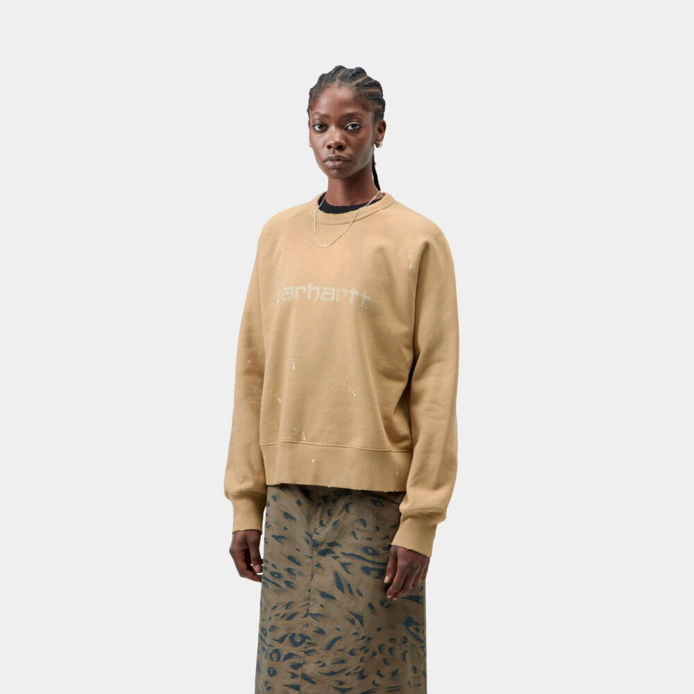 Carhartt WIP Women's Painter Sweatshirt - Dusty H Brown Destroy Wash/Splatter Carhartt WIP Women's Painter Sweatshirt - Dusty H Brown Destroy Wash/Splatter