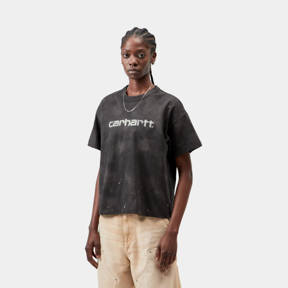 Carhartt WIP Women's Painter Tee - Black Destroy Wash/Splatter