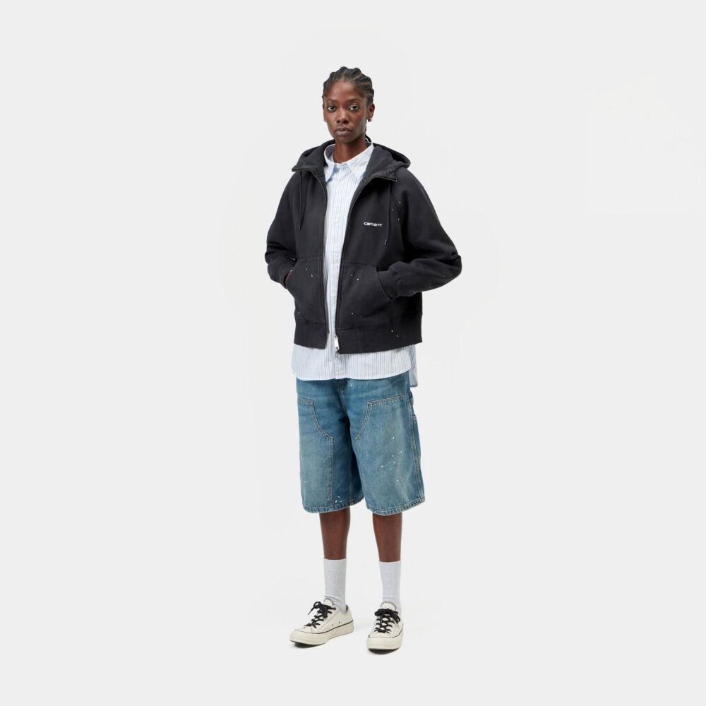 Carhartt WIP Women's Painter Zip Hoodie - Black Destroy Wash/Splatter