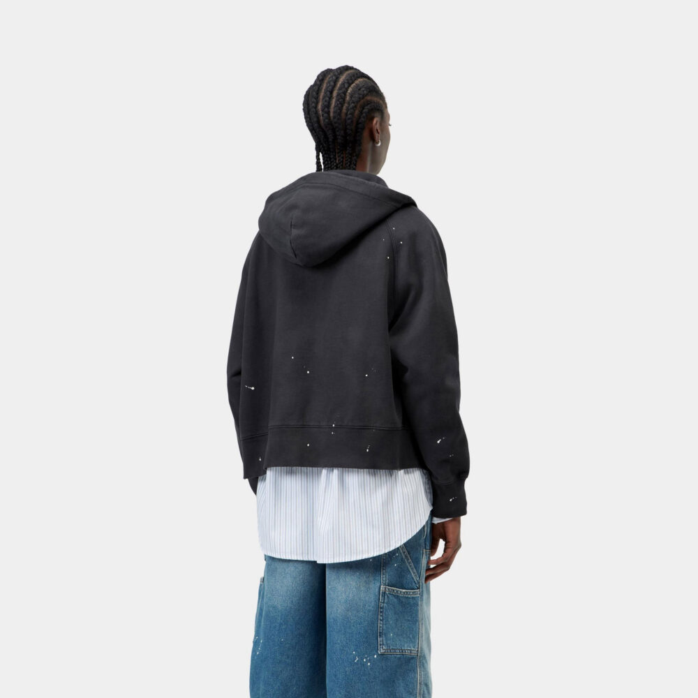 Carhartt WIP Women's Painter Zip Hoodie - Black Destroy Wash/Splatter Carhartt WIP Women's Painter Zip Hoodie - Black Destroy Wash/Splatter