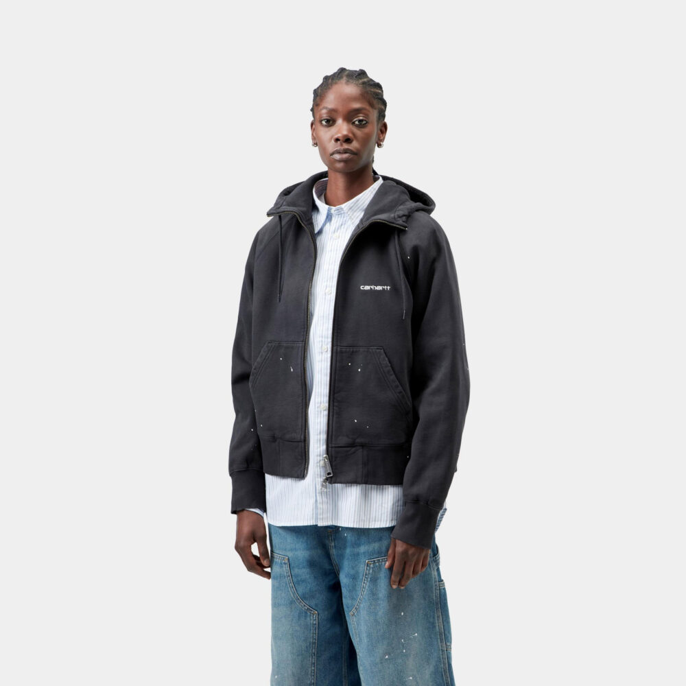 Carhartt WIP Women's Painter Zip Hoodie - Black Destroy Wash/Splatter Carhartt WIP Women's Painter Zip Hoodie - Black Destroy Wash/Splatter