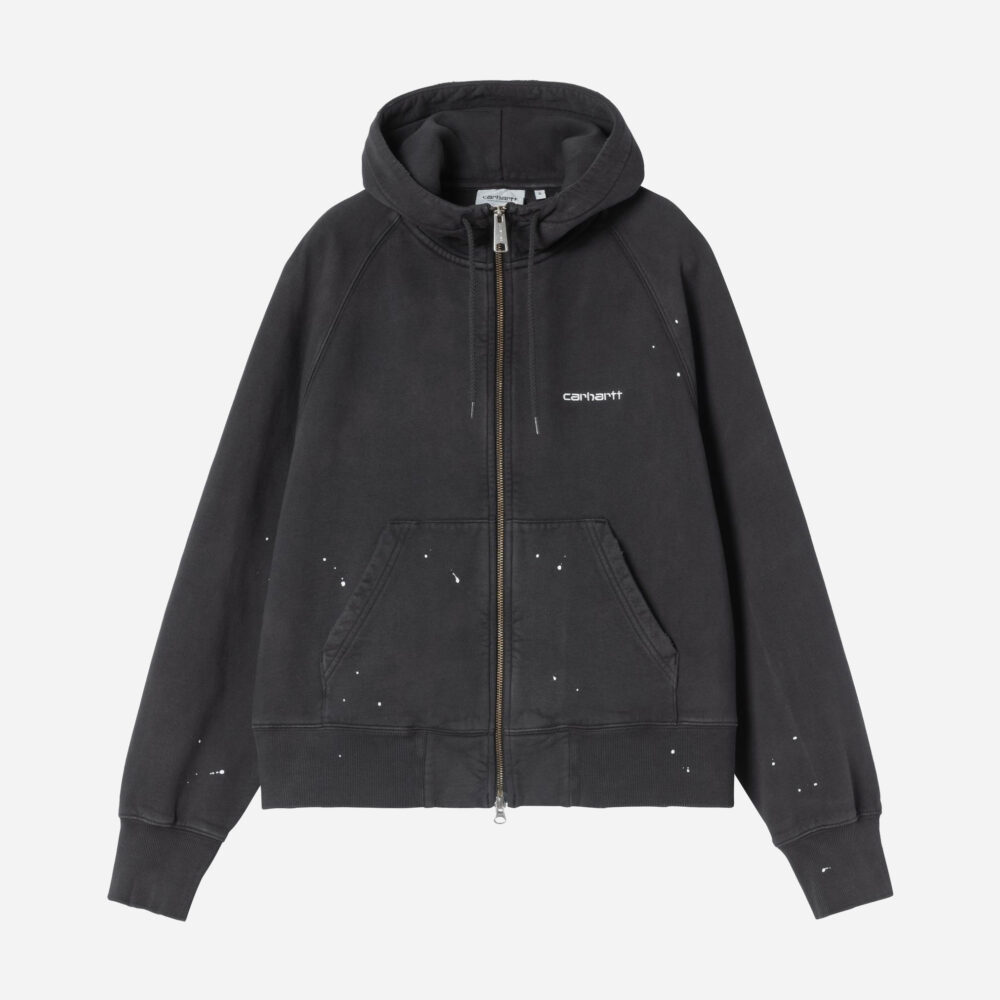 Carhartt WIP Women's Painter Zip Hoodie - Black Destroy Wash/Splatter Carhartt WIP Women's Painter Zip Hoodie - Black Destroy Wash/Splatter