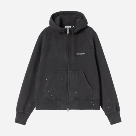 Carhartt WIP Women's Painter Zip Hoodie - Black Destroy Wash/Splatter
