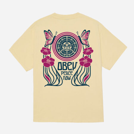 Obey Peace Now Butterflies Classic Tee - Pale Yellow