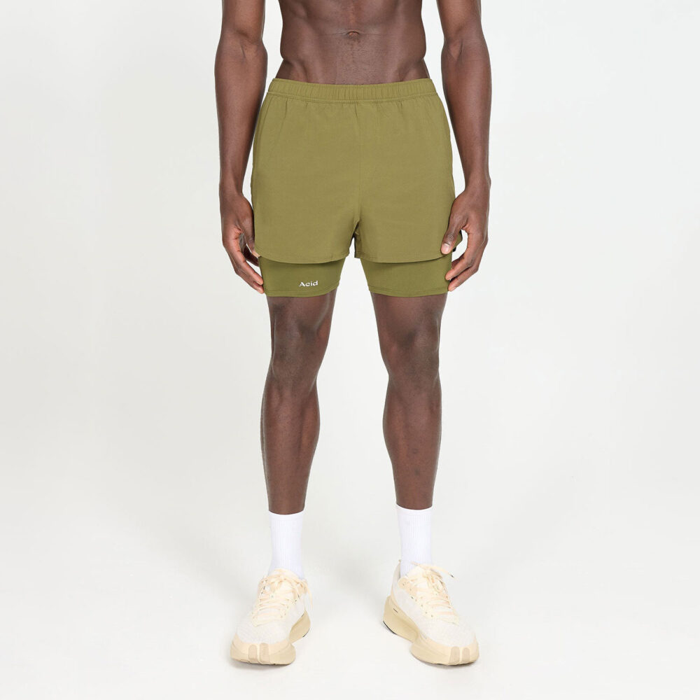 Acid Running 2-in-1 Short - Dark Olive